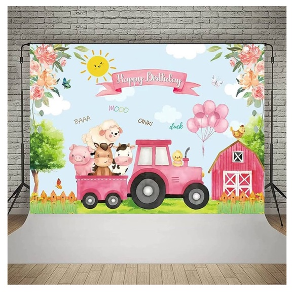 Farm Animals Happy Birthday Backdrop 3 x 5,Newborn Baby Birthday - Picture 3 of 3